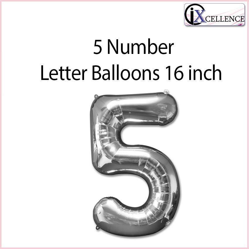[IX] Number 5 letter Balloon 16 inch (Silver) toys for girls