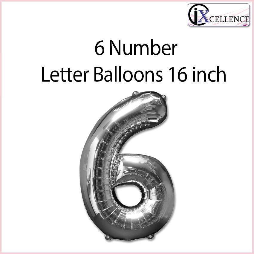 [IX] Number 6 letter Balloon 16 inch (Silver) toys for girls