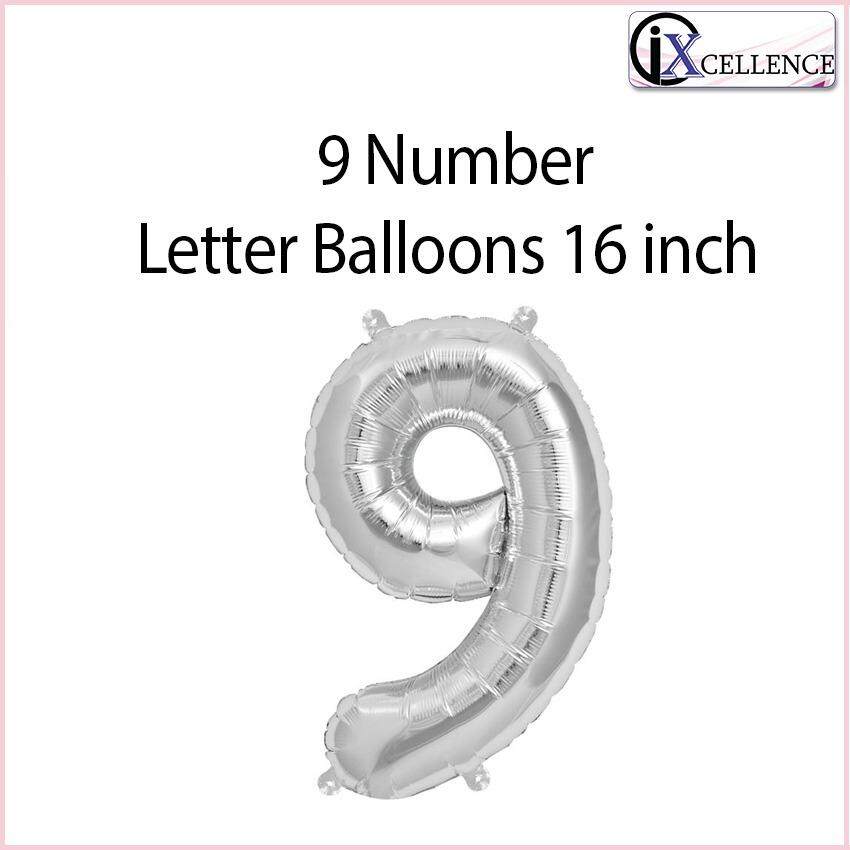 [IX] Number 9 letter Balloon 16 inch (Silver) toys for girls