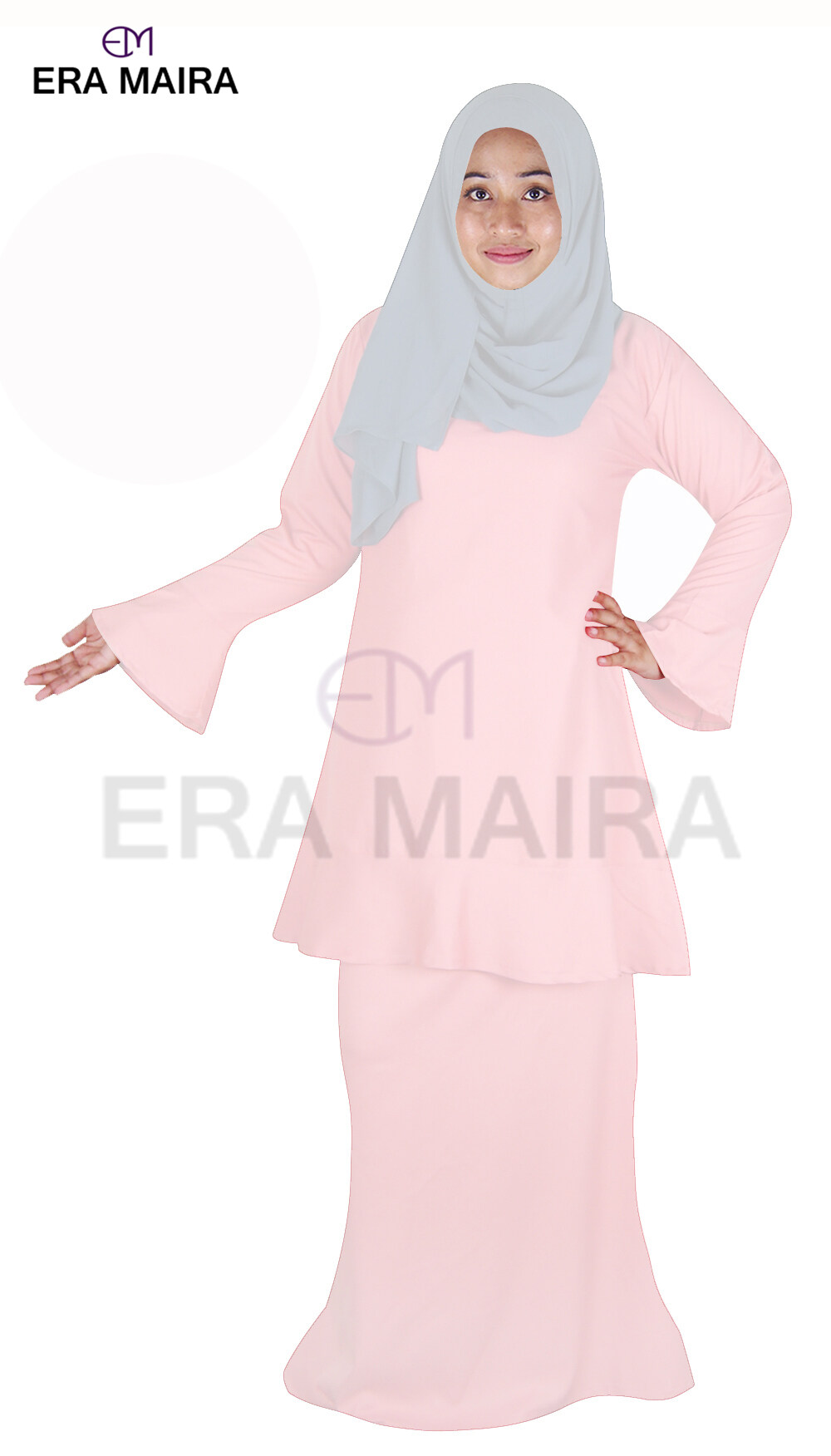 Baju Kurung Top Sweet Panel Saloma Plain Dress - Asma
