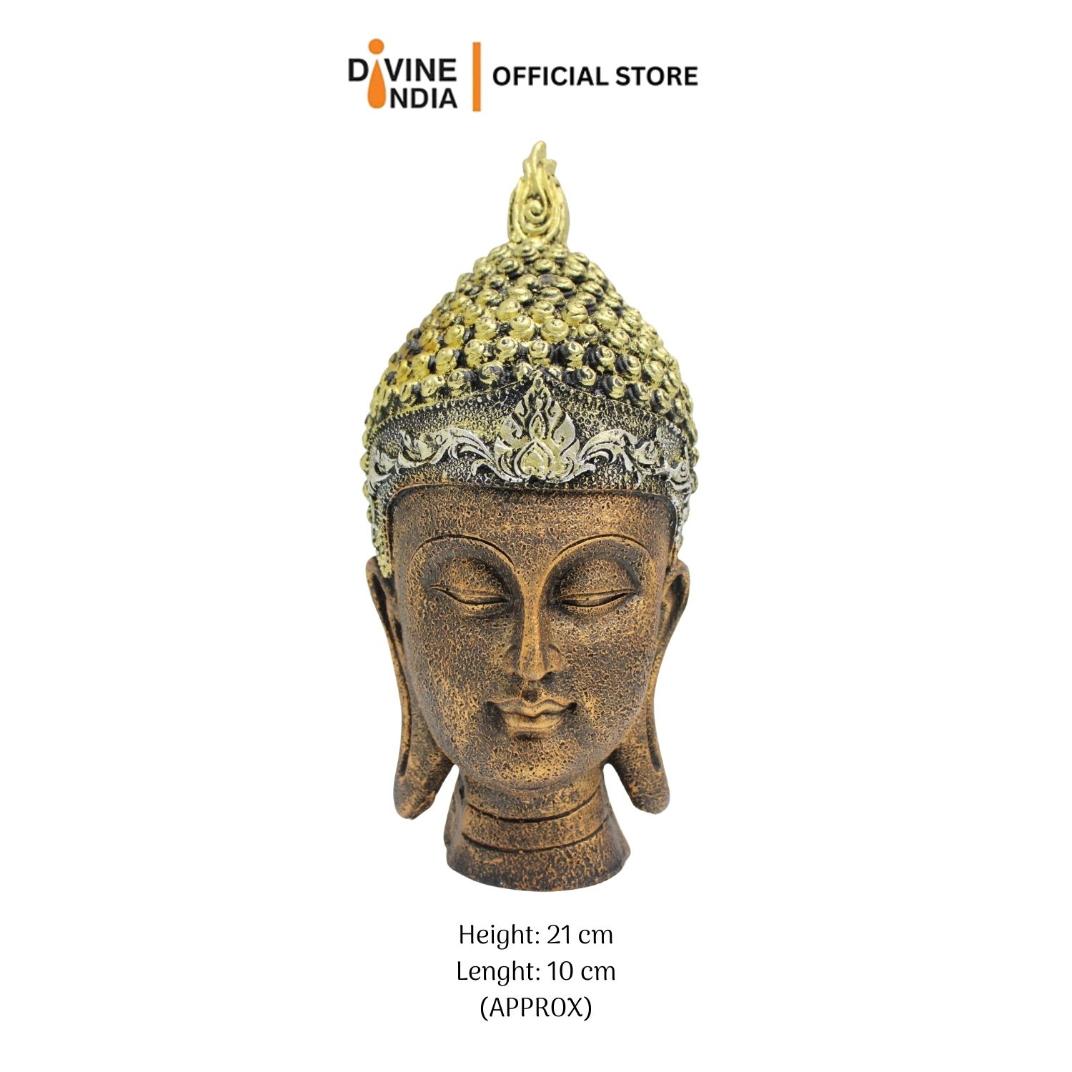 Buddha Face Head Statue By Resin Perfect for Meditation Rooms Living Spaces Yoga Studios - Gift for Housewarmings Diwali