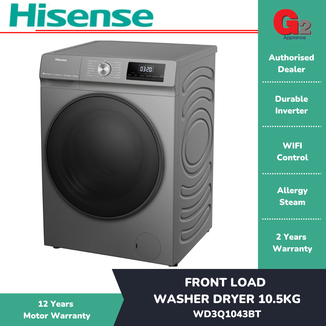 HISENSE FRONT LOAD WASHER DRYER [10.5KG/7KG] WD3Q1043BTHISENSE