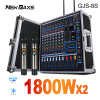 NEW BAXS GJS-8/GJS-8S Professional audio mixer 8 channel Built-in 1800 watt amplifier Comes with UHF wireless microphone 16DSP Effects 2-layer equalizer Professional Audio Equipment
