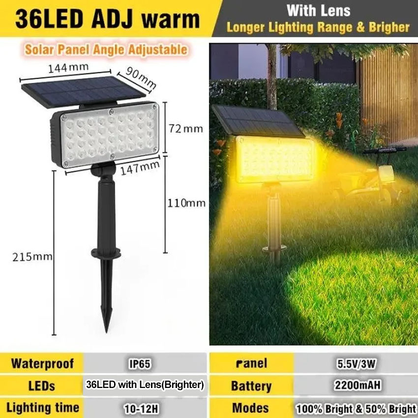 【Local Delivery】Hiberry Solar Light Outdoor Lawn Lamp Garden Lights 7 LED Solar Spot Lights 2000mAh Lawn Landscape Light