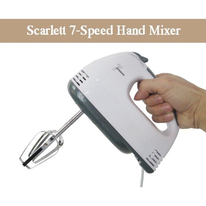 Scarlett 7 Speeds Portable Baking Super Hand Mixer (New Arrival) Special Promotional Price White
