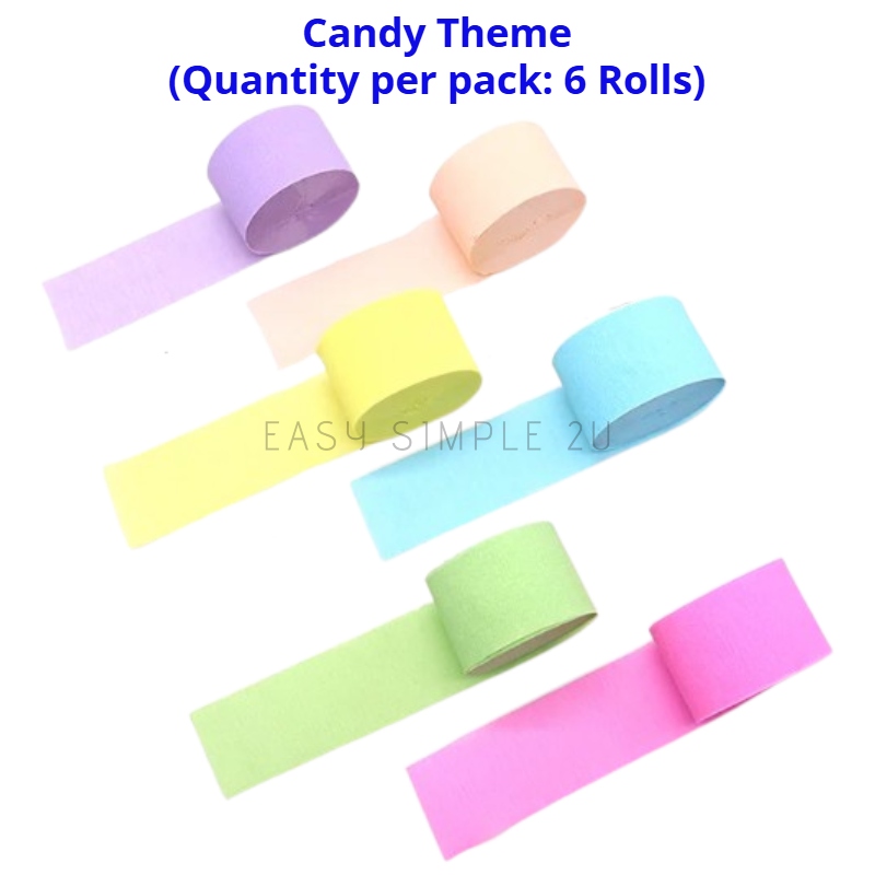 (1 Set) Crepe Paper Rolls Streamers Birthday Party Decoration Hanging Colored Festival Ornament Art Craft Material