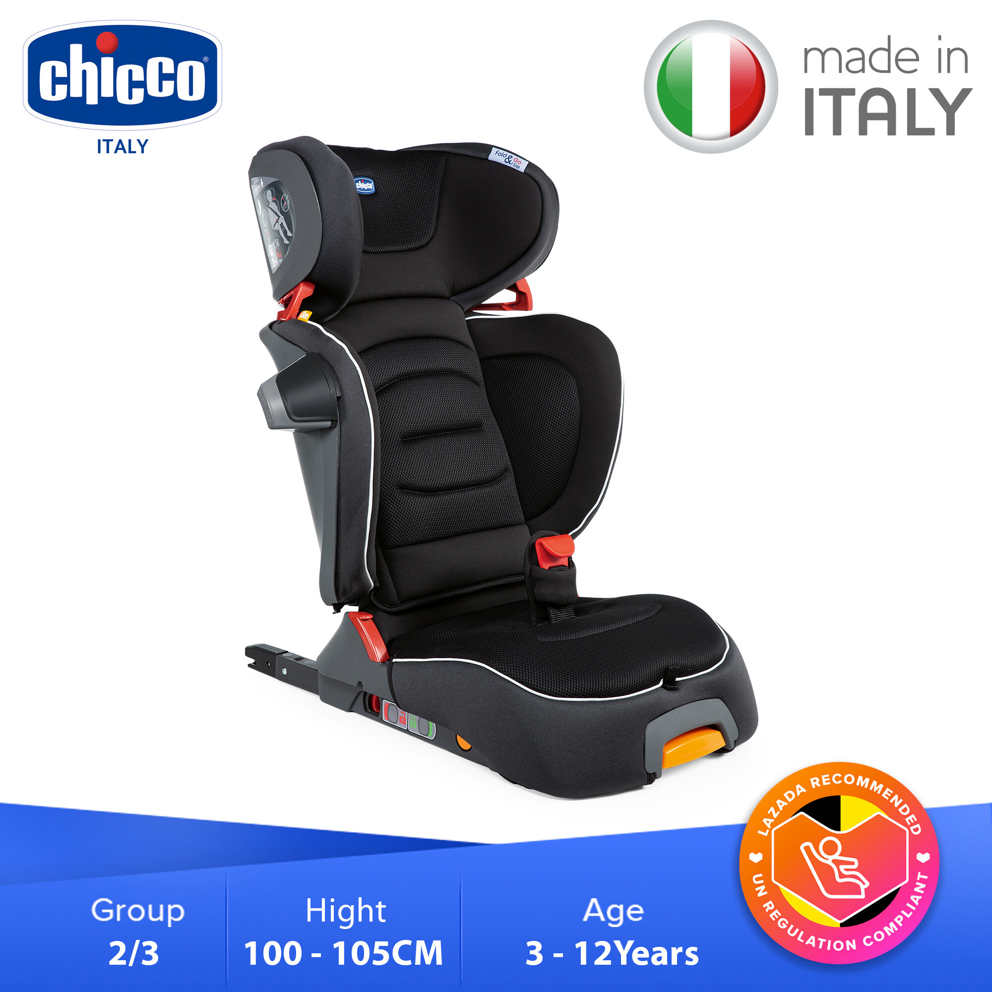 Chicco Fold &amp; Go I-Size Booster Car Seat (ECE R129)