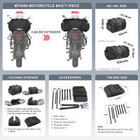 Rhinowalk Motorcycle Rear Seat Bag 40-60L/20L Waterproof Motor Saddle Bag Tail Pannier Bag Expandable Riding Travel Luggage Storage Tool Shoulder Bag Motorcycle Accessories For Outdoor Long Trip