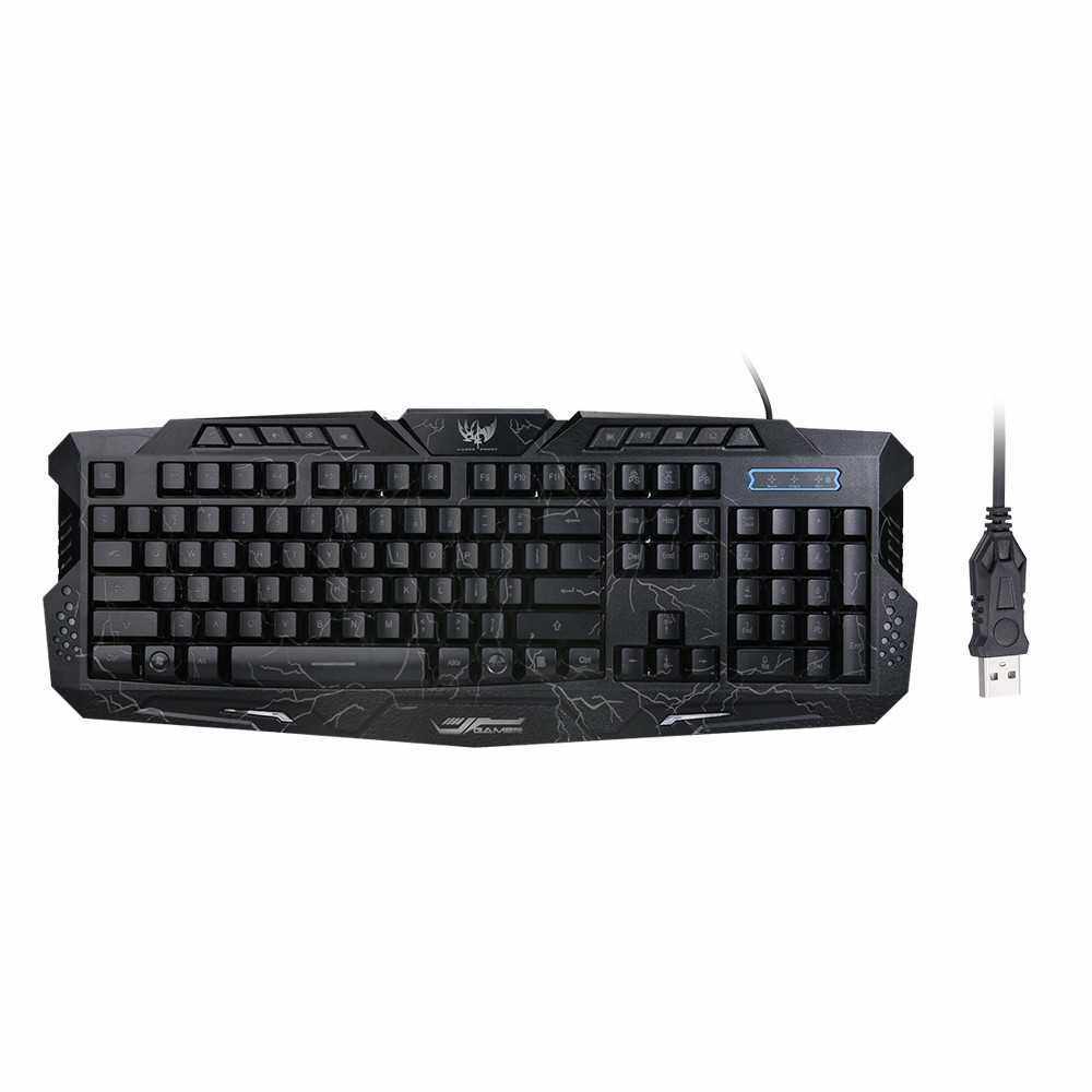 Gaming Keyboard Laser Carving Characters Keyboard Wired Backlit Keyboard Ergonomic Keyboard Switchable Crack Backlit (Standard)