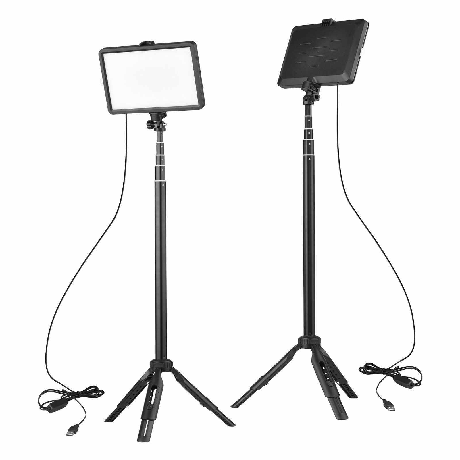 Andoer Portable RGB Video Light Kit with 2 * LED Video Light 7 Colors Lighting 3200K-5600K 10 Levels Brightness USB Powered + 2 * Extendable Tripod Max.148cm/58in Height for Video Conference Live Streaming Online Teaching (Standard)