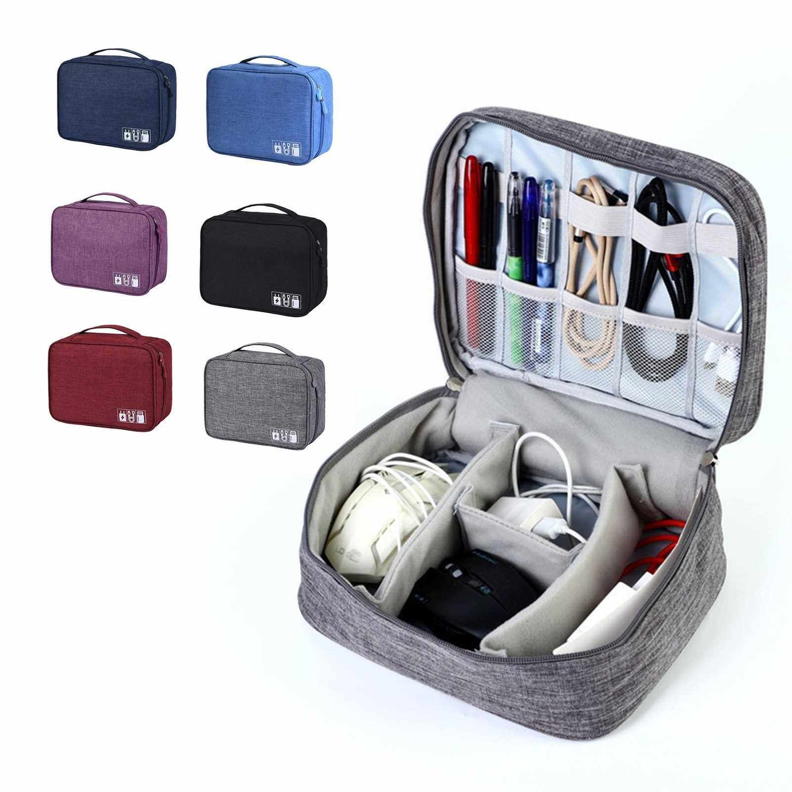 BEST SELLER Electronics Organizer Travel Bag for Cable Accessories Storage Bag Pouch Free Separated Space Waterproof for Cable Cord Charger Hard Drive Earphone Power Bank (Black)