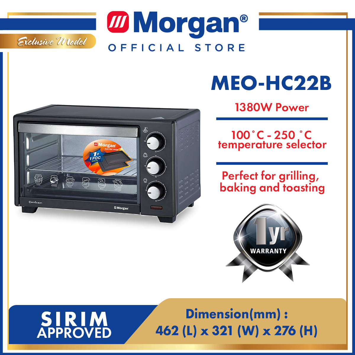 [EXCLUSIVE] MORGAN MEO-HC22B ELECTRIC OVEN 20L