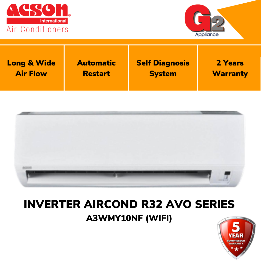 ACSON (READY STOCK) INVERTER R32 WIFI AIR CONDITIONERS 4 STAR 1HP [A3WMY10NF/A3LC10] / 1.5HP [A3WMY15NF/A3LCY15F]