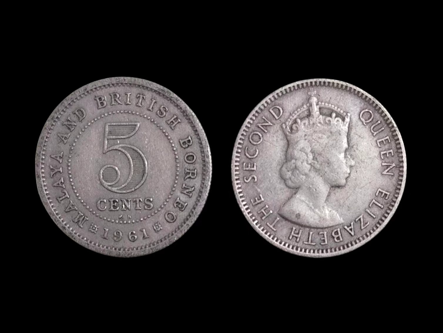 Coin Lama～马来亚 女王 Malaya Queen 5 Cents (Random Year) (Condition EF / Boleh Tengok) (1Pcs Price) (Original Coin) (Syiling Asli)