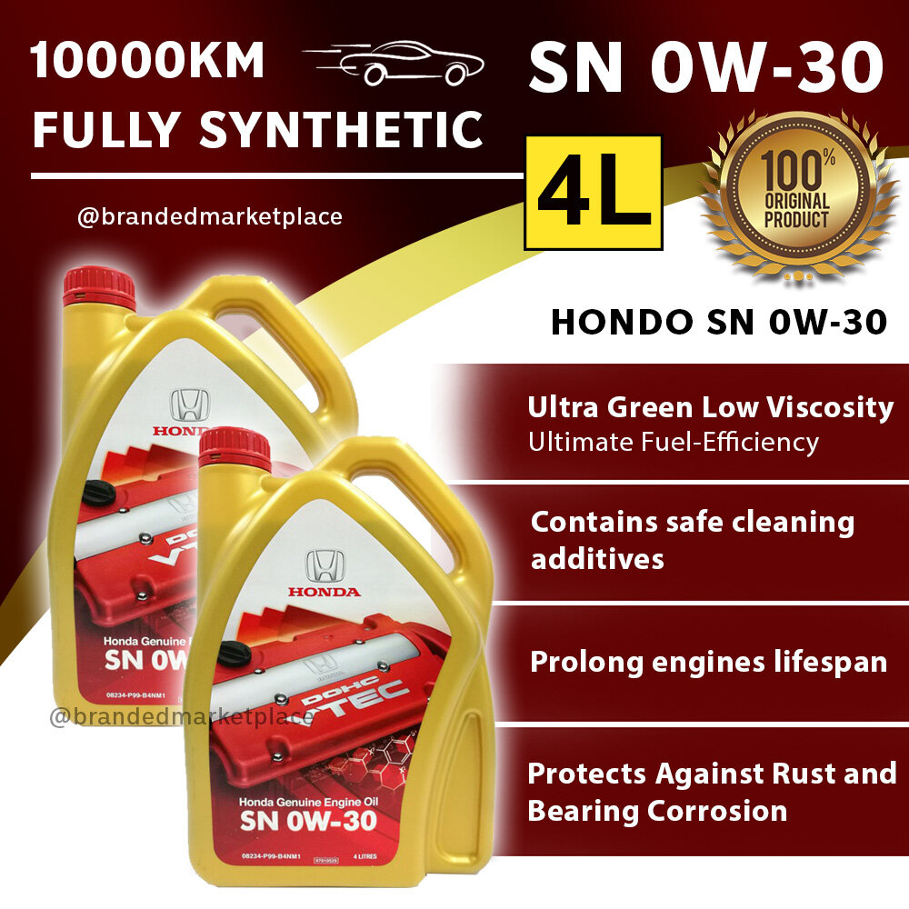 2 bottles HONDA Fully Synthetic SN 0W30 Genuine Engine Oil ( 4L / bottle )