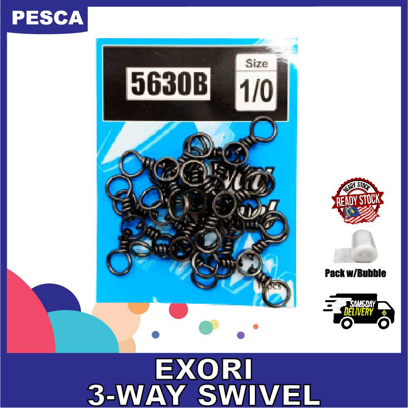 PESCA - EXORI 3 Way Swivel (5630B) Size 01 02 04 06 08 1/0 10pcs Fishing Swivel Kili Kekili Kelili Fishing Accessories