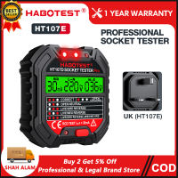 【From Selangor】HABOTEST HT107E Socket Outlet Tester Voltage RCD Detector Electric Circuit Breaker Finder Ground Zero Line UK Plug With Backlight