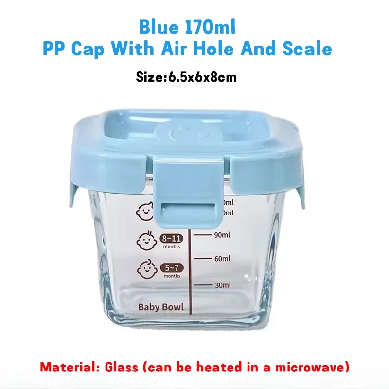 4Pcs 170ML Baby Food Storage Container Box Glass Portable Seal Storage Box Baby Glass Solid Food Bowl Bekas Makan