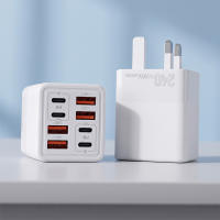 6 Ports 120w Fast Charger 3.1A PD 20W Fast Charging Adapter Support Quick Charge UK Plug for IP Xiaomi Samsung Huawei