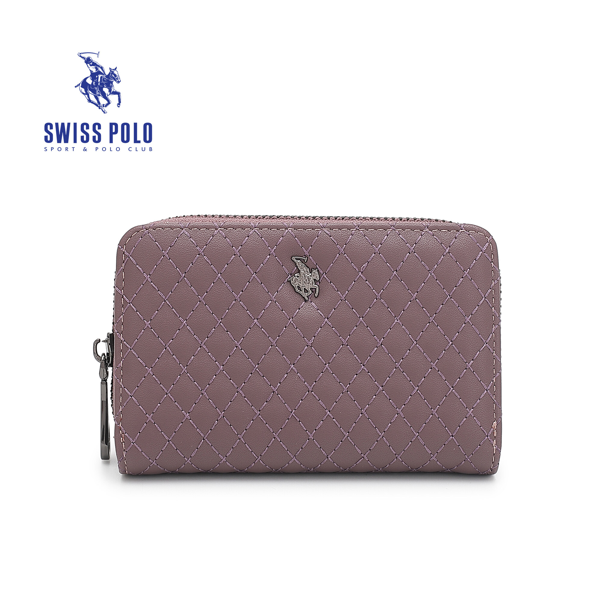 SWISS POLO Ladies Quilted Short Purse SLP 56-2 PURPLE