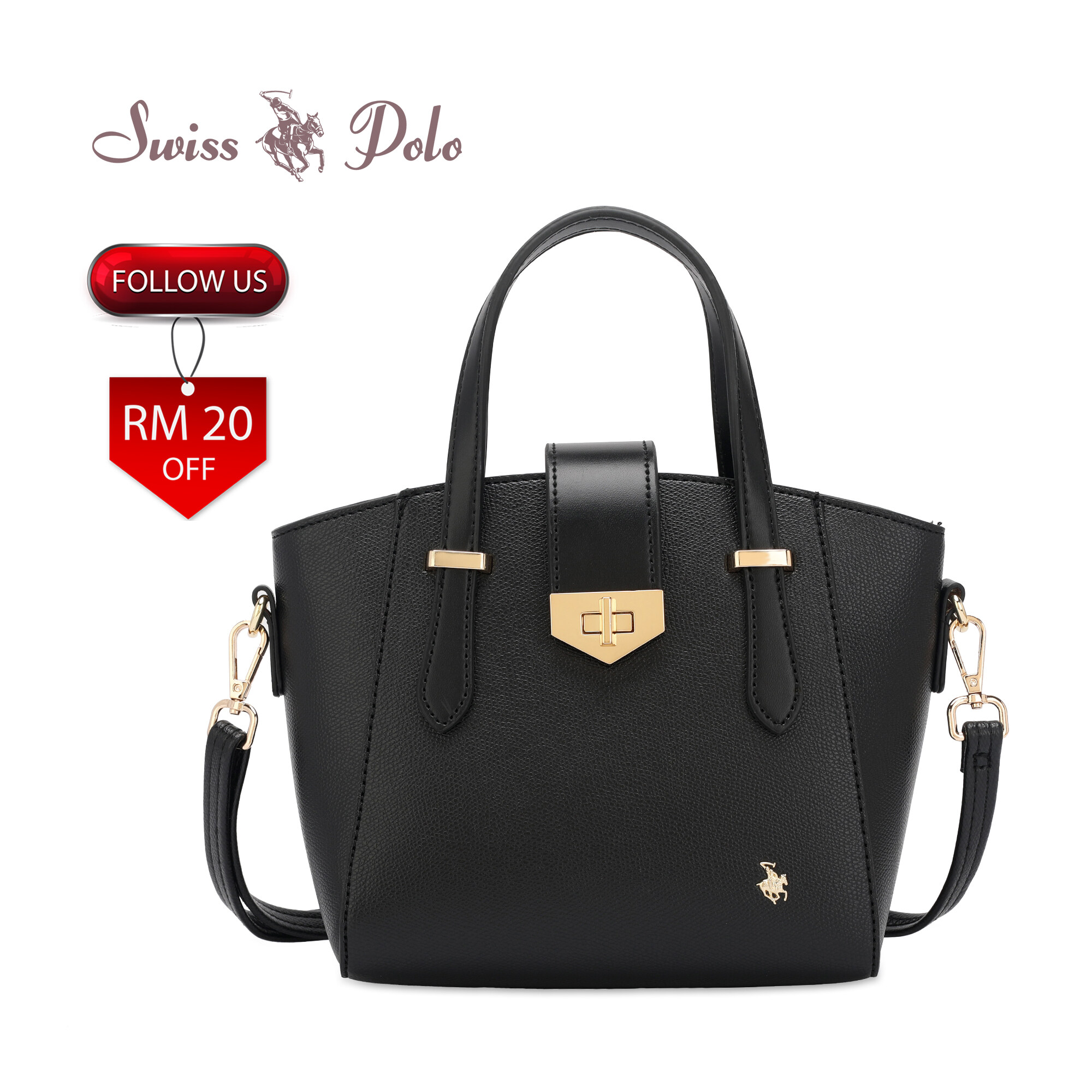 SWISS POLO Ladies Top Handle Sling Bag HEZ 482-1 BLACK