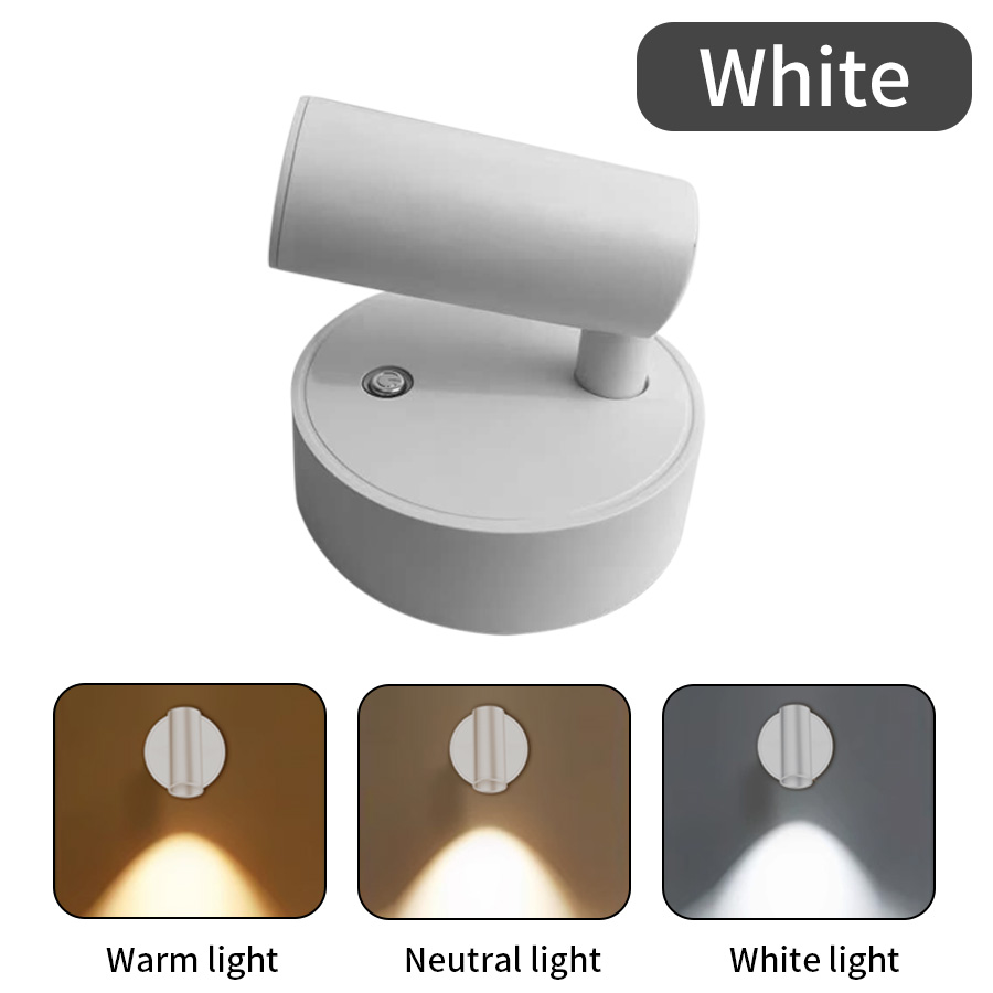 LED Wall Lights Magnetic Base Wireless Three Colors Wall Lamps USB Rechargeable Wall Mounted Cabinet Spotlight Touch Dimmable Bedside Lamp for Room Bedroom Reading Night Light
