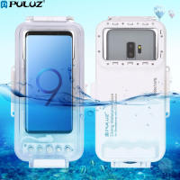 PULUZ 45m/147ft Waterproof Diving Case Photo Video Taking Underwater Housing Cover for Galaxy Huawei Xiaomi Google Android OTG Smartphones with Type-C Port(White)