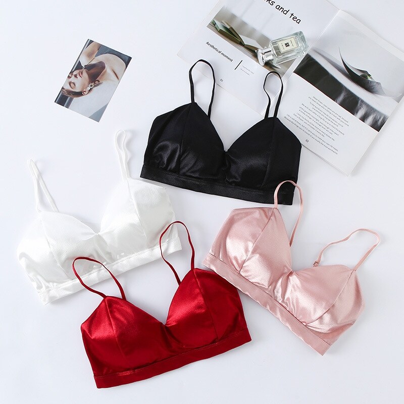 [Cos giả] Dây đeo vai mỏng của phụ nữ 39; S Áo ngực áo ghi lê ngực bọc đồ lót vải sa tanh áo ống sex