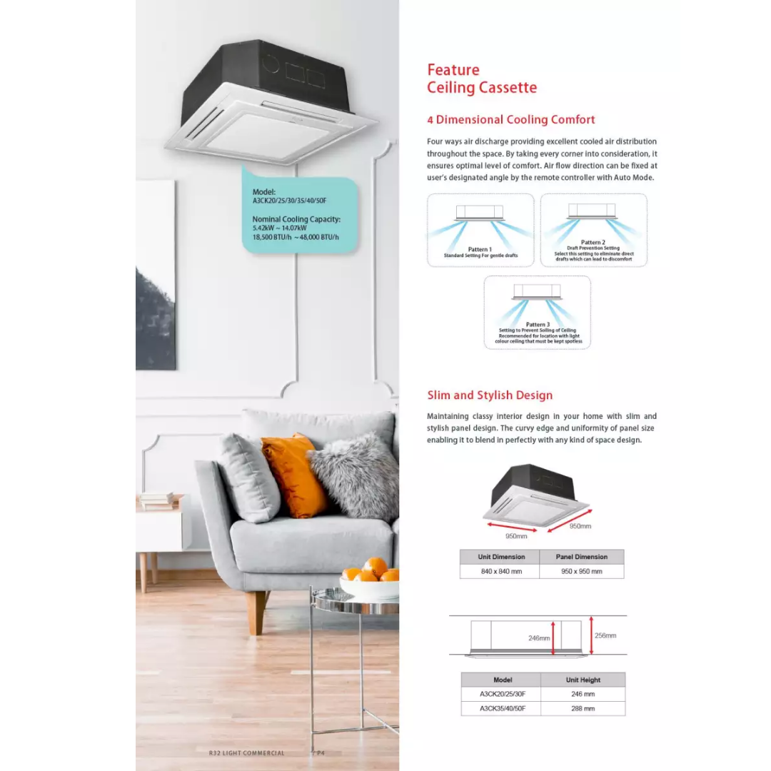 ACSON (SEND BY LORRY) CEILING CASSETTE AIR CONDITIONER BUILT IN WIFI