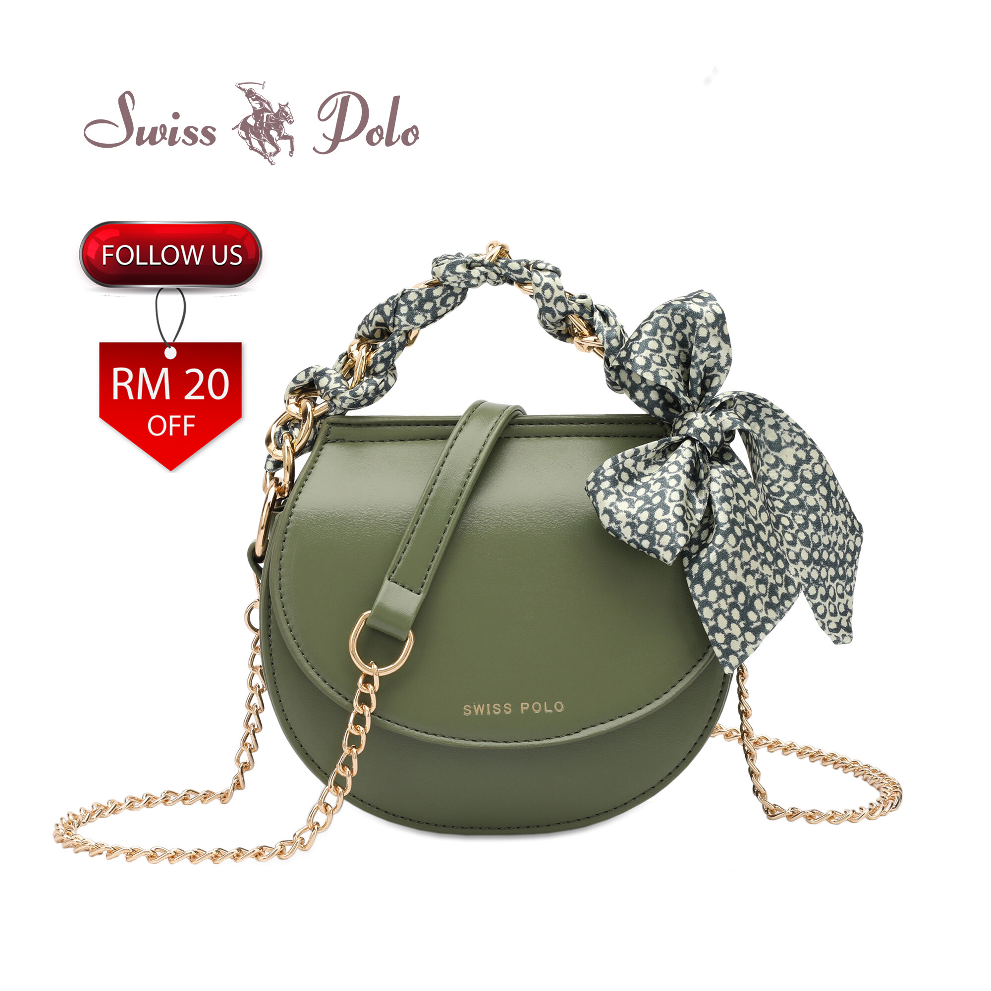SWISS POLO Ladies Top Handle Sling Bag HCW 8035-3 GREEN