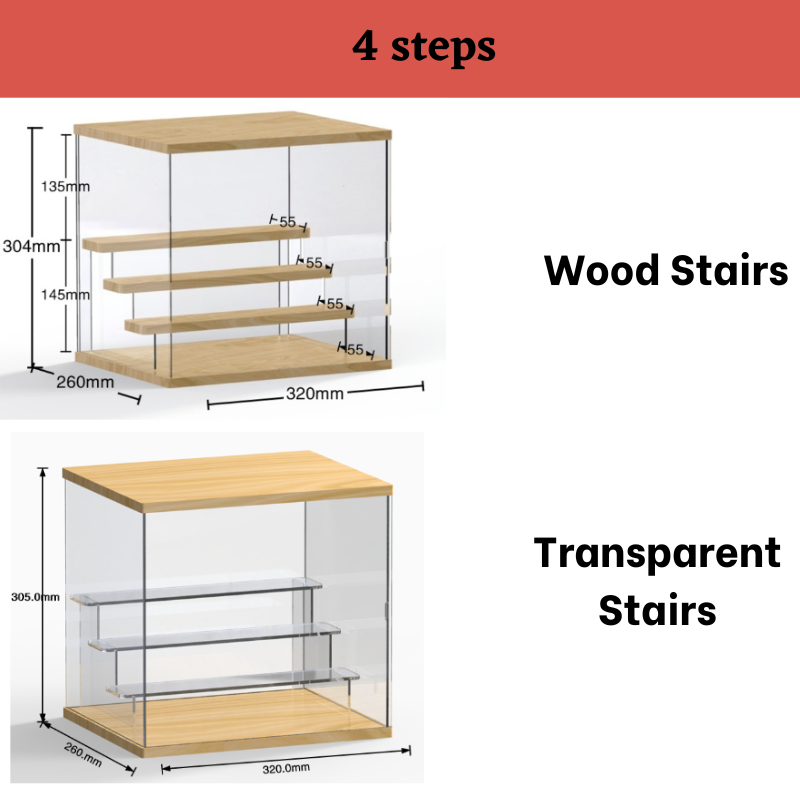 Transparent Acrylic Display Box with Wooden Top Base Dust Proof Acrylic Toy Figure Display Rack Storage Shelf Holder