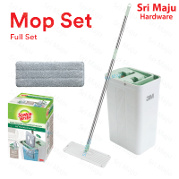 MAJU 3M Scotch Brite 360 Hands Free Flat Mop with Compact Bucket Self Clean Magic Mop Cleaning Baldi Lantai