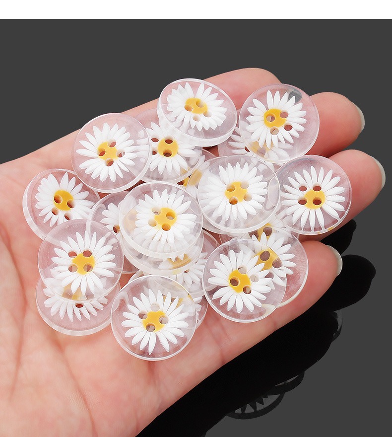 20Pcs Daisy Resin Buttons Shirt Sweater Coat Clothes Sew Transparent Buttons Decorative Collar Button Accessories