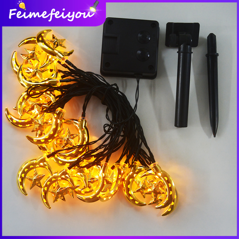 Ramadan decoration lampu raya hari raya decoration lampu kelip kelip led strip light for room led solar lights, silver/Gold star and moon,3 Emitting colors, 4.8M 3M 1.65M, ​powered by USB/AA/Solar ราคา 163 บาท*ส่งฟรี