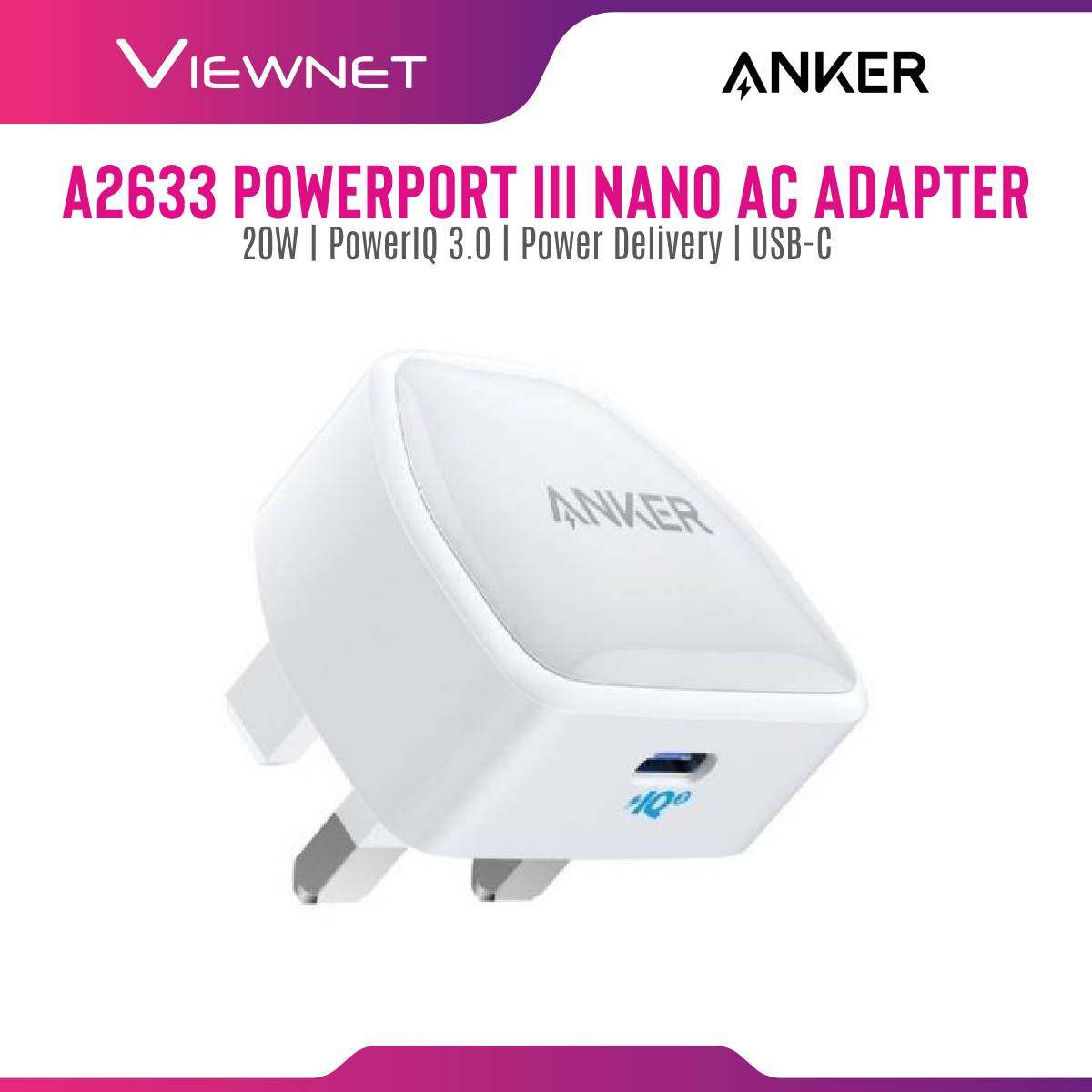 Anker A2633 PowerPort III Nano iPhone Charger, 20W PIQ 3.0  USB-C Charger for iPhone 12/12 Mini/12 Pro/12 Pro Max Black/White