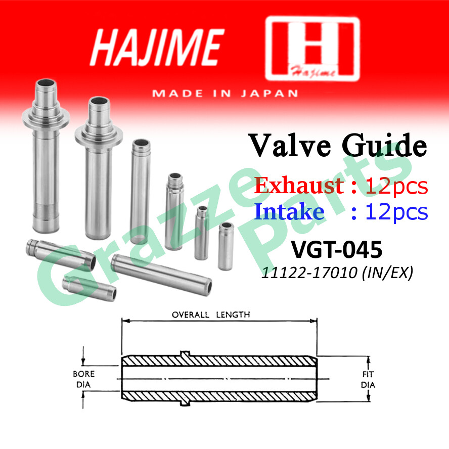 (24pc) Hajime Japan Engine Valve Guide VGT-045 for Toyota Land Cruiser Prado 4.2 24V Import HDJ101 H