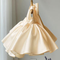 MQATZ Summer Big Bow Pageant Child Ceremony Baptism 1 Year Birthday Dress For Baby Girl Solid Princess Dresses Party Dress 0-5 Years L2009XZ