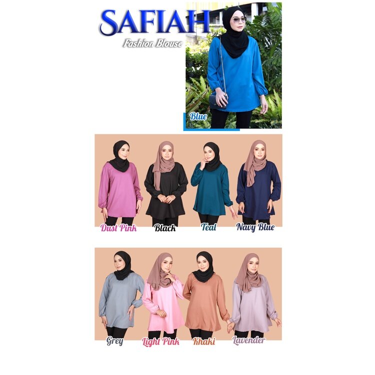 Safiah Fashion Blouse Long Sleeve Premium Moss Crepe Hot Item