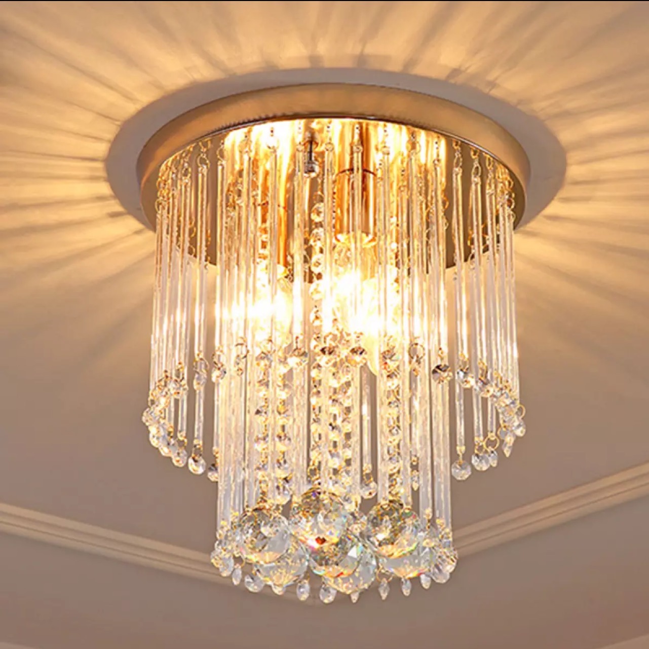 Elegant Modern Ceiling Lights Crystal Chandelier LED Ceiling Lamps Lampu Hiasan Lampu LED Kristal Lampu Siling Lighting Lampu Chandelier