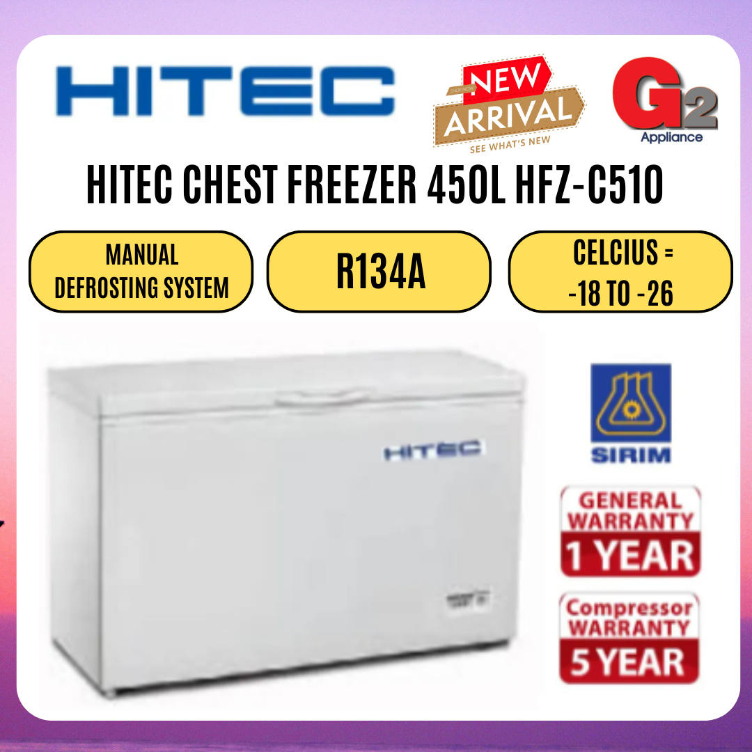 HITEC (READY STOCK) CHEST FREEZER 450L HFZ-C510 - HITEC WARRANTY MALAYSIA