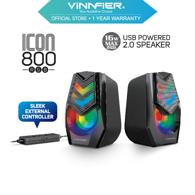 Vinnfier Icon 800 RBG USB Speaker with 7 Modes LED Lights Sleek External Controller