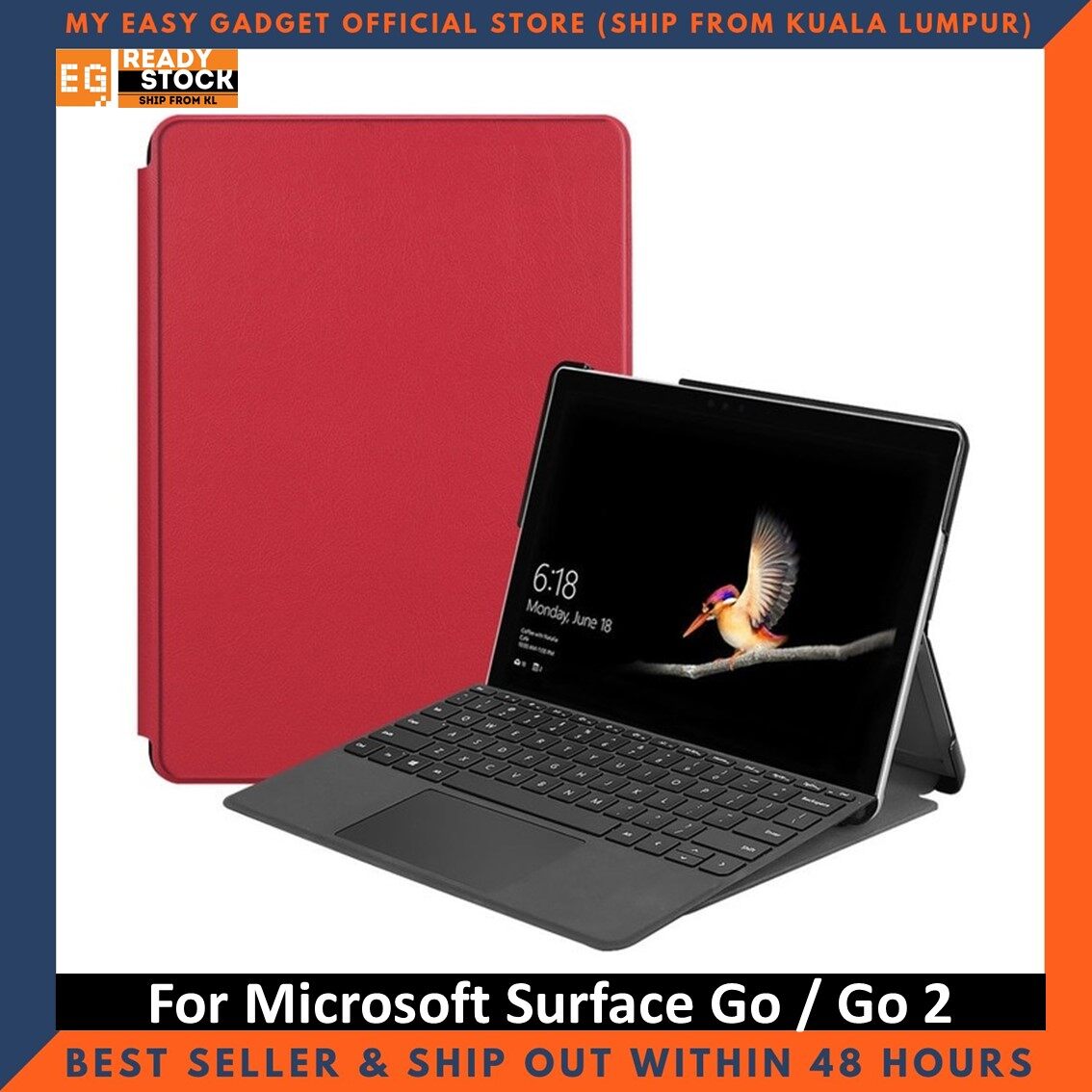 Microsoft Surface Go 3 / Go 2 / Go Premium Magnetic Smart Cover Leather Case Tablet Ultra-thin Fold Stand (Ready Stock)