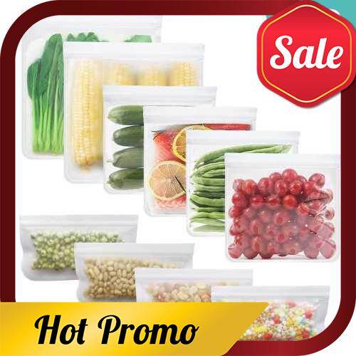 PEVA Food Storage Bags 10 Packs Leakproof Ecofriendly Reusable Food