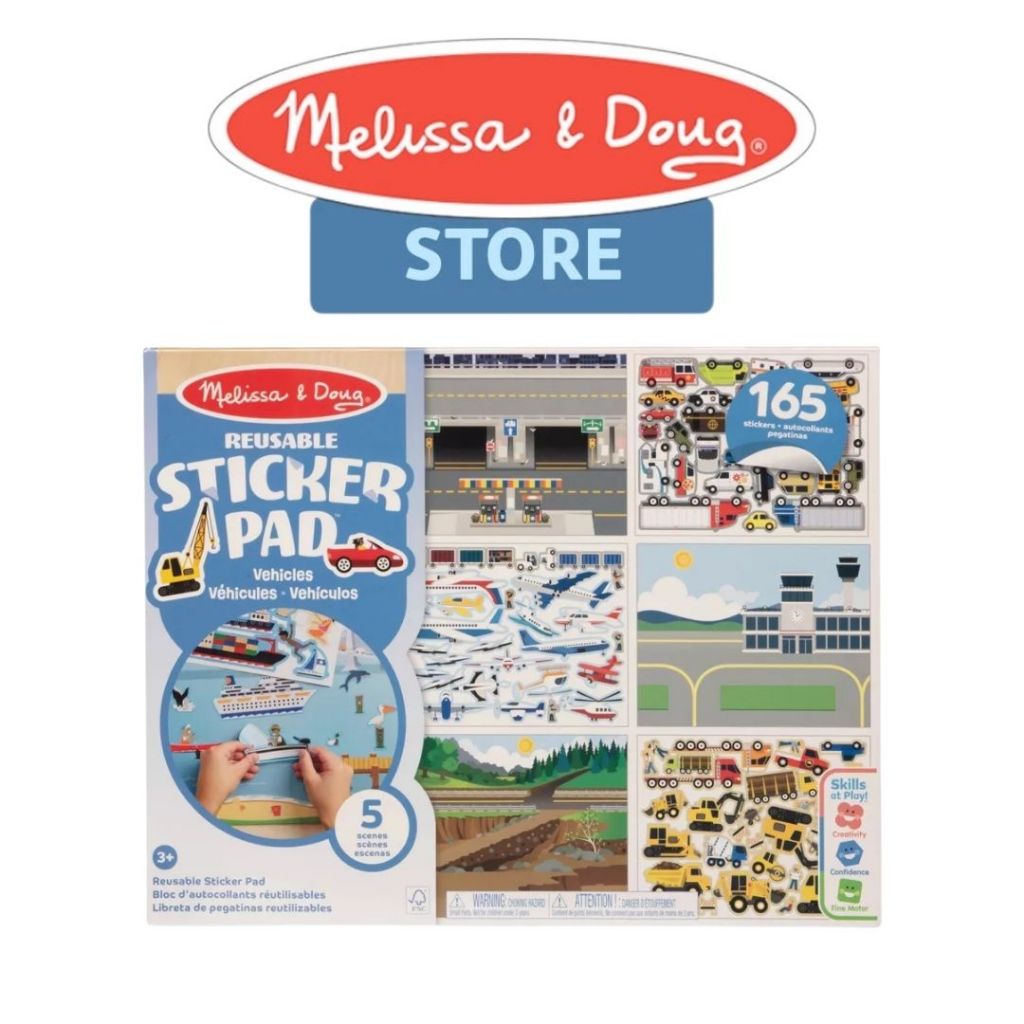 Melissa & Doug Reusable Sticker Pad- Vehicles- Age 3+ Activity Book Repositionable Stickers