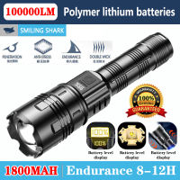 【Malaysia In Stock 】SMILING SHARK Torch Light USB Rechargeable Flashlight 1000000 Lumens T6 Torchlight Outdoor Zoombable Hand Torch Powerful Tactical flashlight Pocket flashlight 手电筒