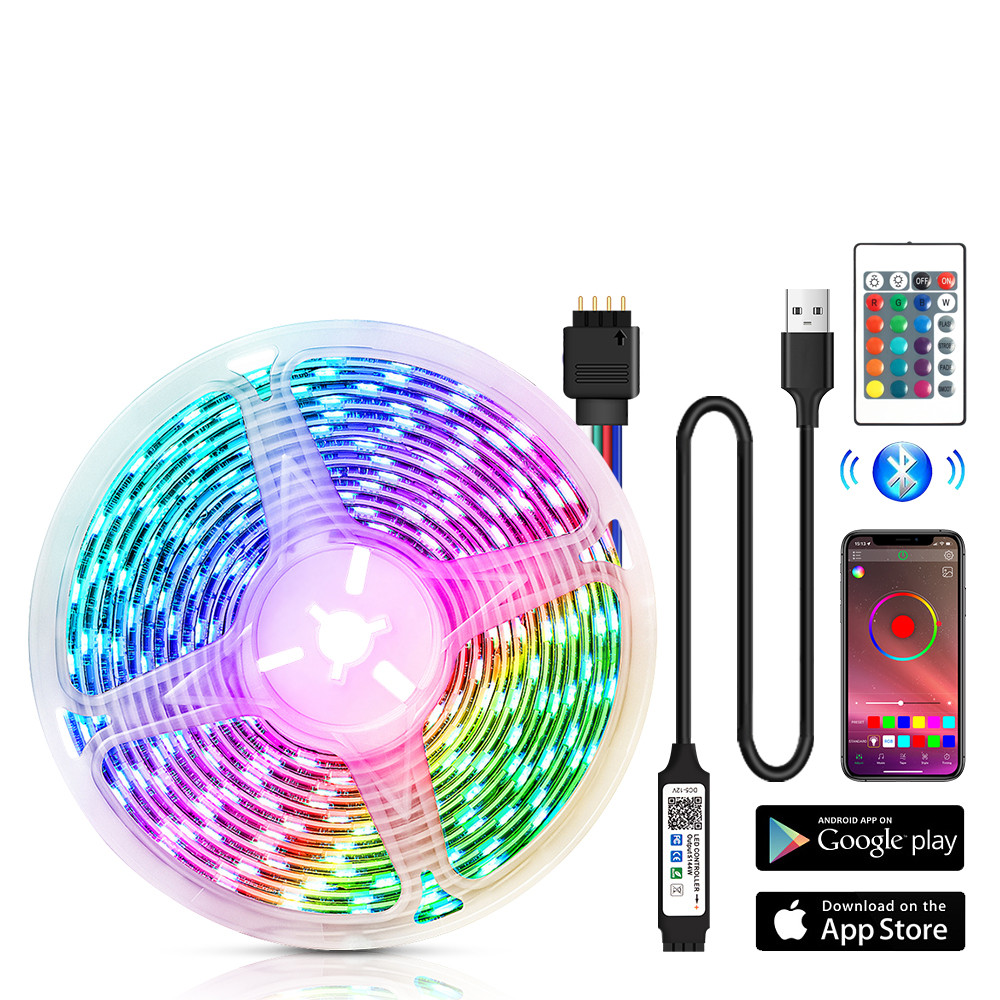 LED Strip Lights Bluetooth 1-5M RGB 5050 SMD NON Waterproof Flexible Tape Ribbon Diode DC 5V USB BackLight Holiday Lighting