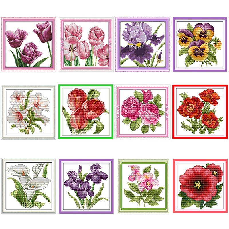 「 Jinxiu Cross-Stitch 」 hoa của hạnh phúc mini handmade Bộ dụng cụ thêu chữ thập 14ct 11CT cây Chuỗi Hoa mô hình vải bố tự làm khung tranh thêu vá