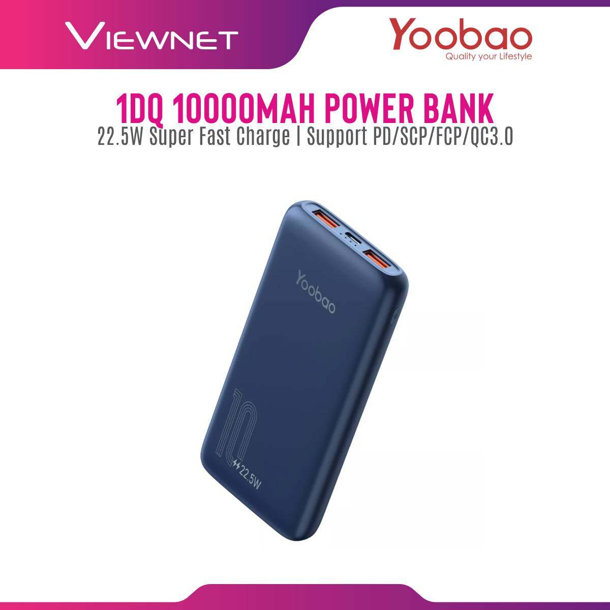 Yoobao D10Q 10000mAh 22.5W Super Fast Charge Slim Power Bank Support PD/SCP/FCP/QC3.0 with Dual Output