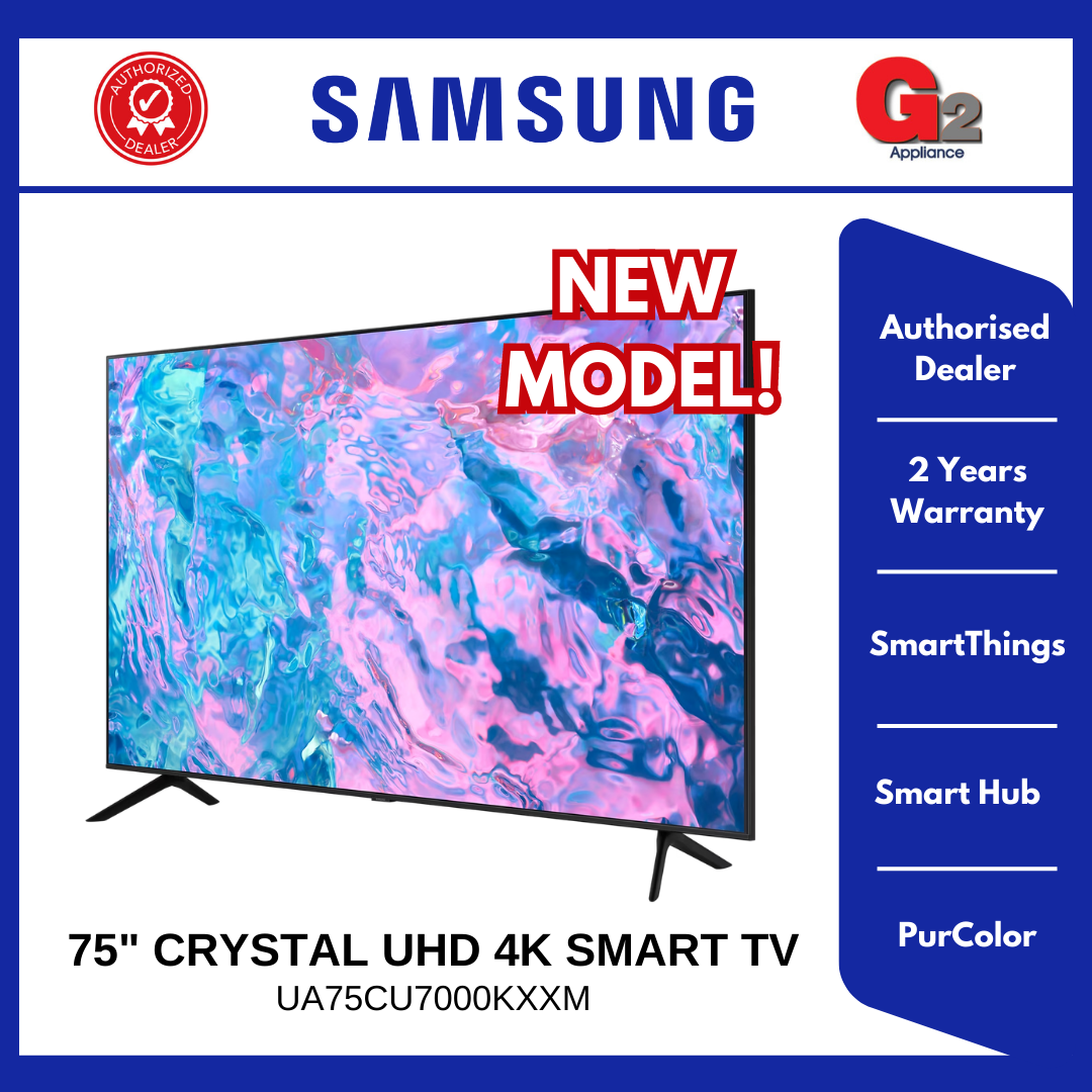 Samsung (Authorized Dealer) 75" CU7000 Crystal UHD 4K Smart TV UA-75CU7000KXXM - Samsung Warranty Malaysia
