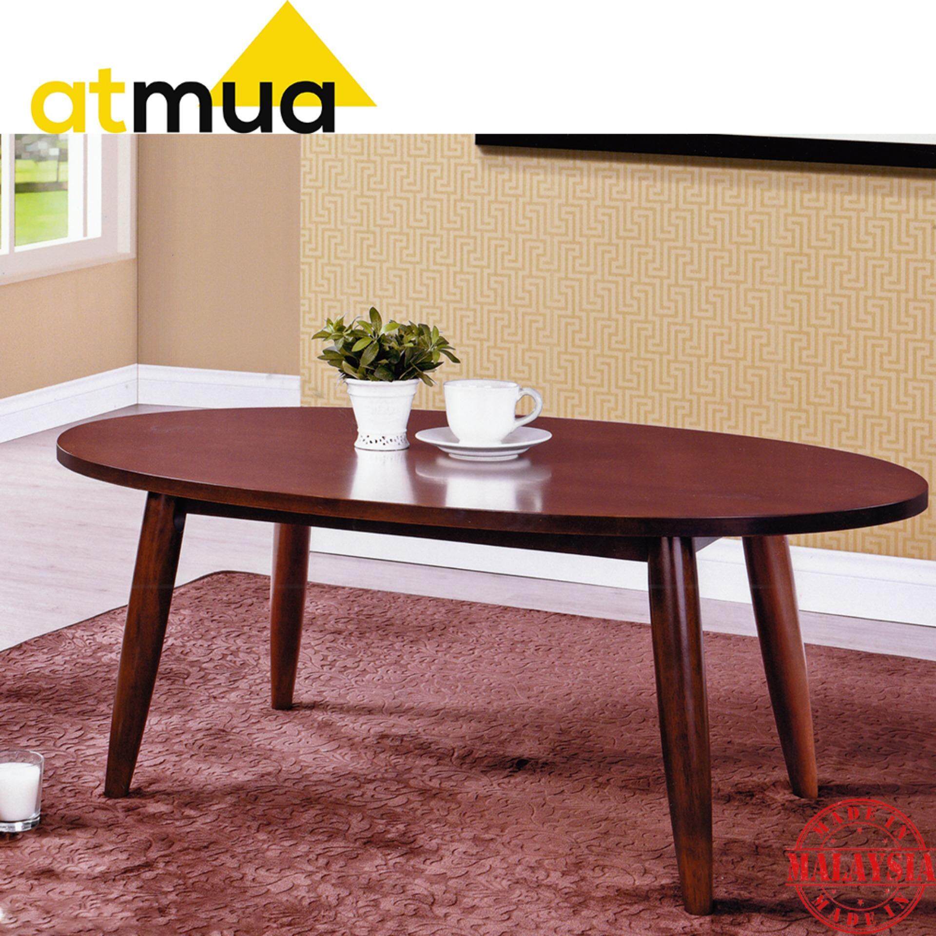 Atmua Bliz Coffee Table - Oval Shape [Full Solid Rubber Wood]